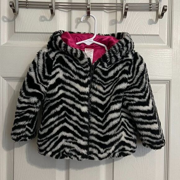 Gymboree Zebra Print Faux Fur Coat Size 12-24 Months - Picture 1 of 7